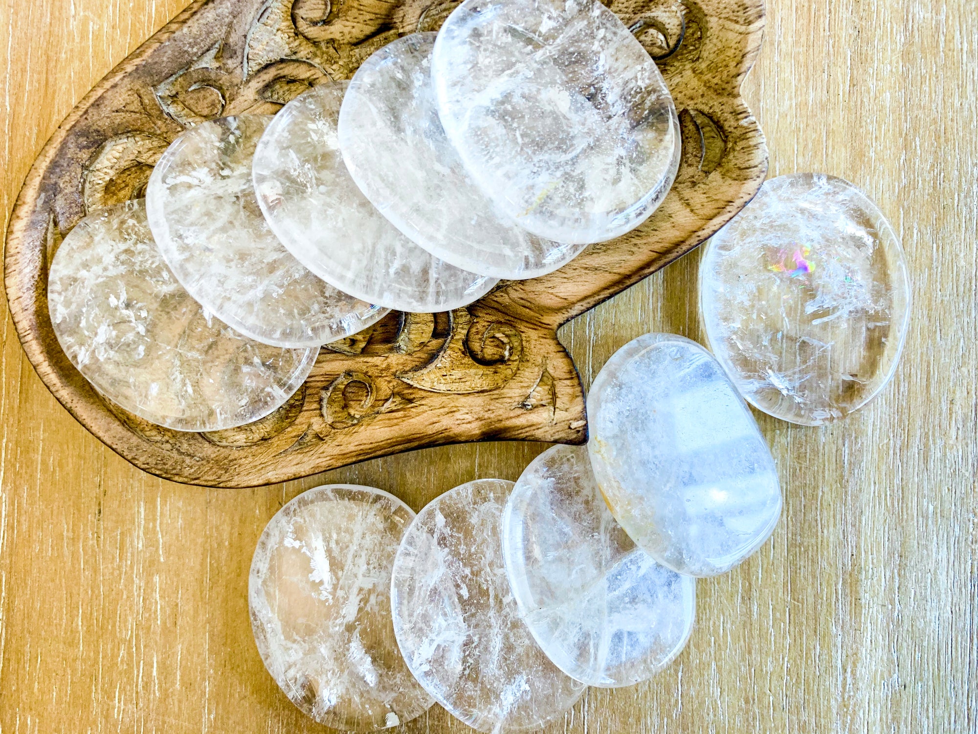 Clear Quartz Flat Palm Stone