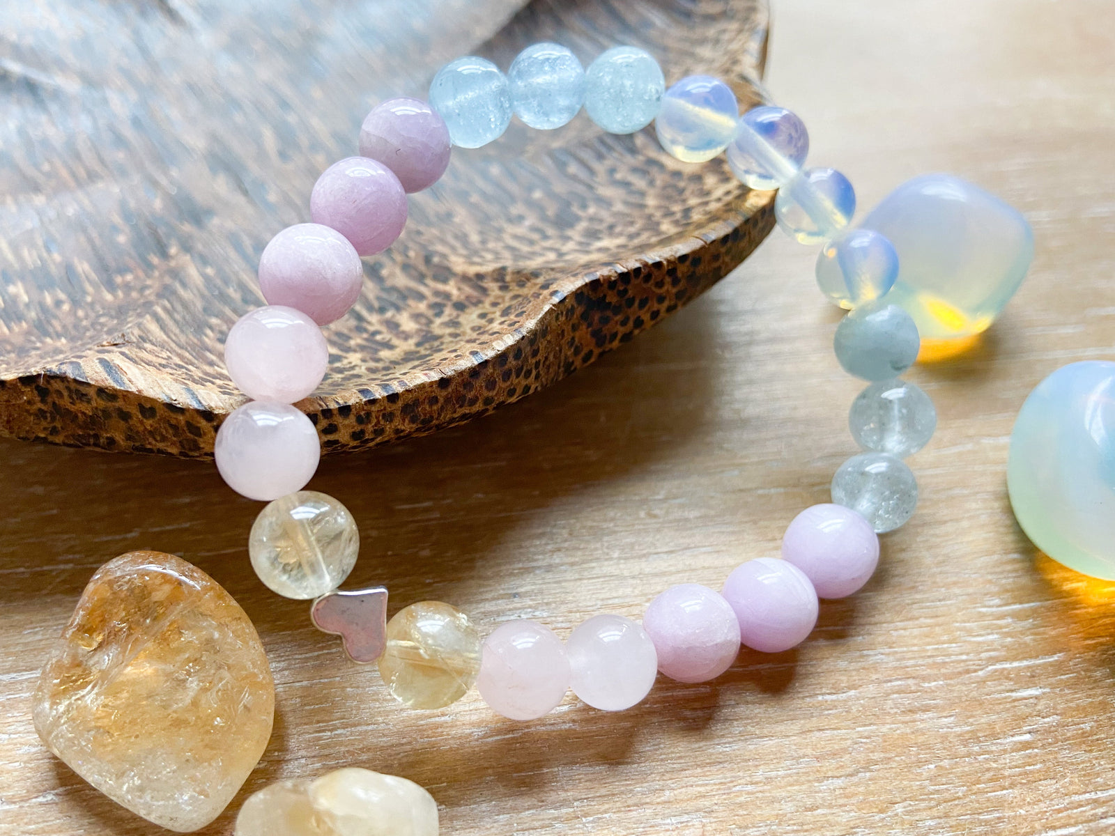 Citrine, Rose Quartz, Kunzite, Aquamarine & Opalite || Reiki Infused