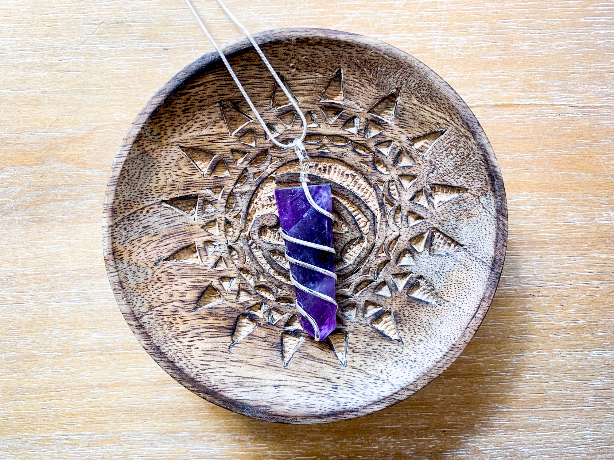 Crystal Point Wire Wrapped Necklace - Amethyst