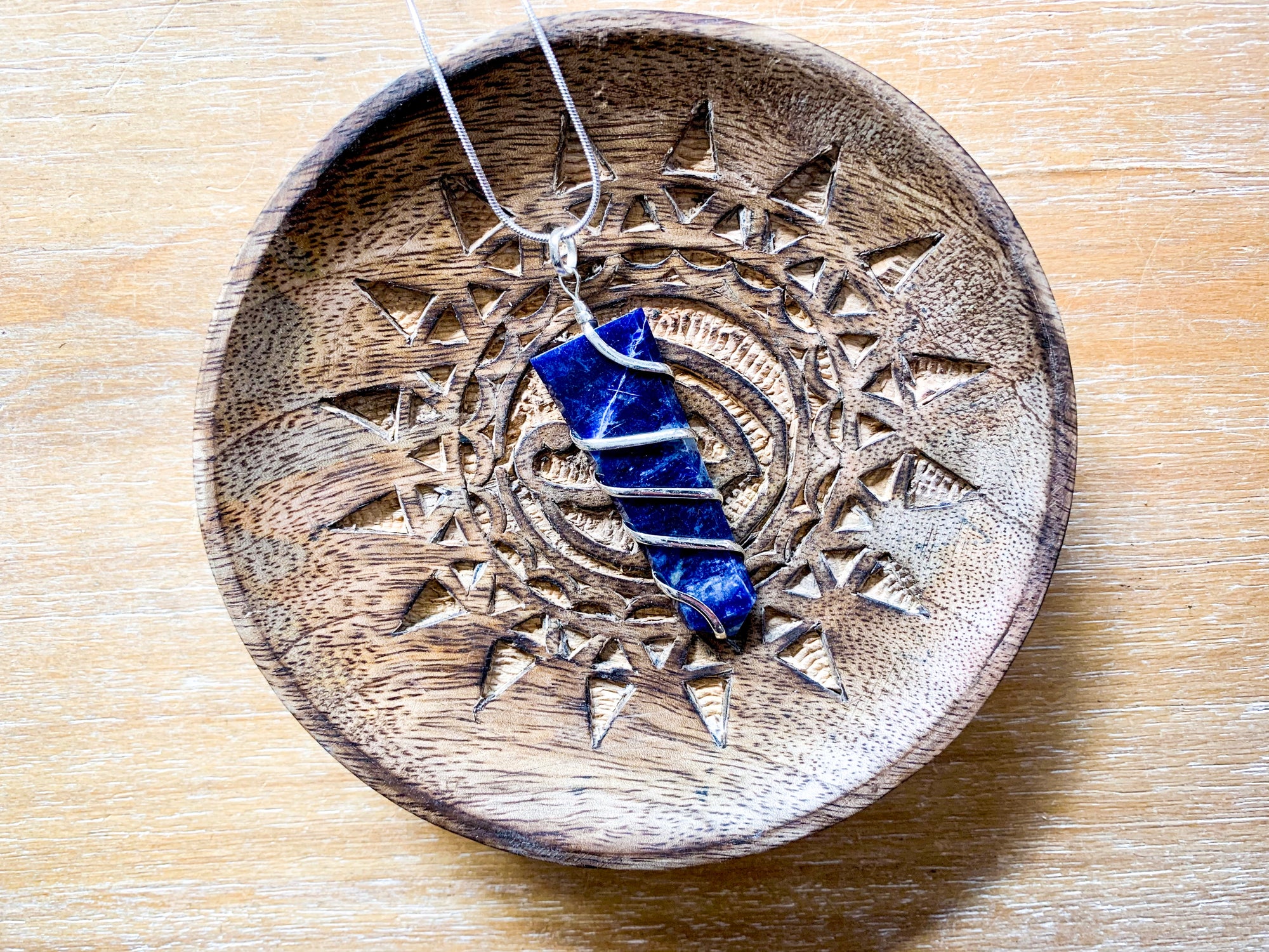 Crystal Point Wire Wrapped Necklace - Sodalite