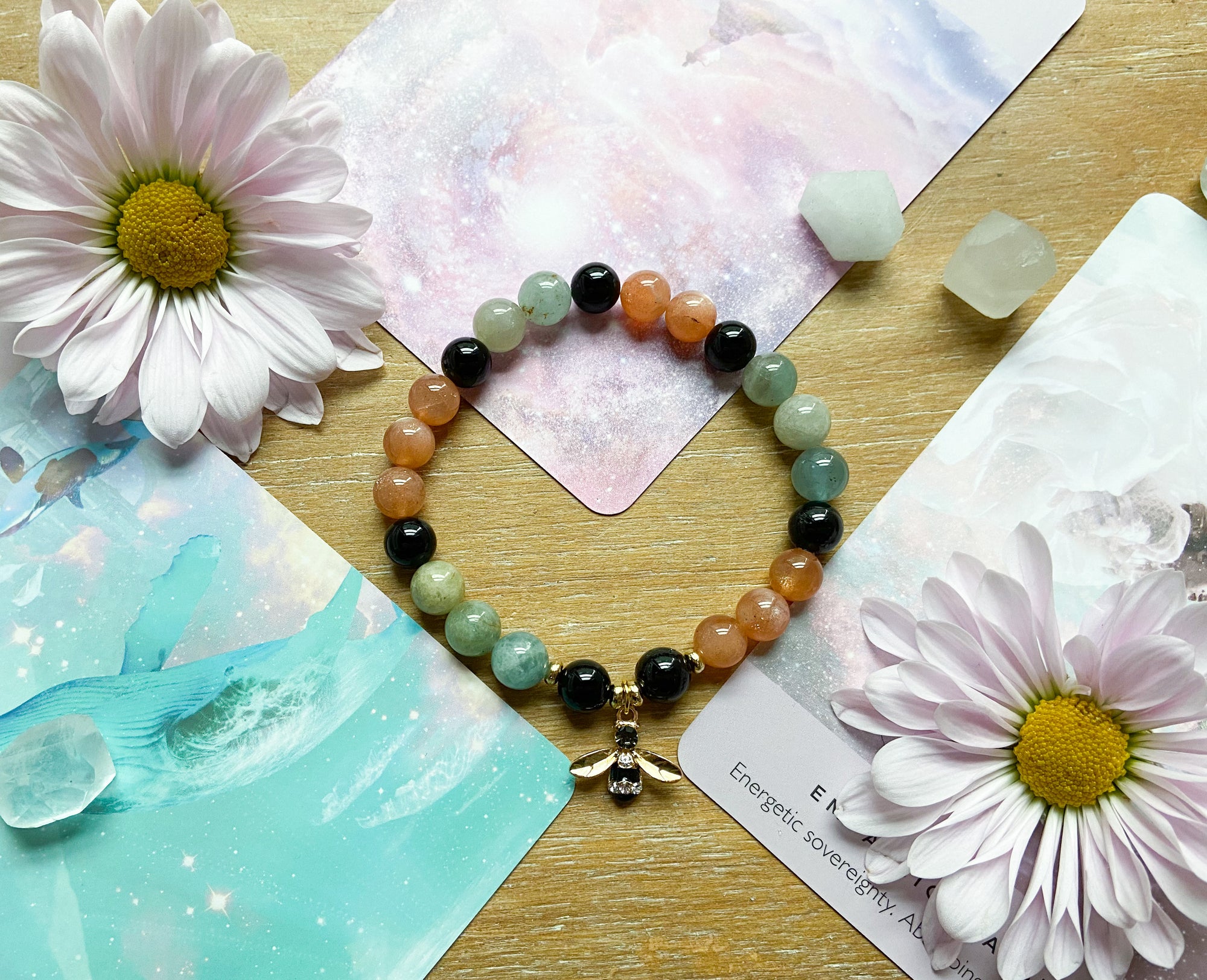 Sunstone, Morganite & Onyx || Reiki Infused