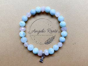 Green Angelite, Rose Quartz & Aquamarine || Reiki Infused