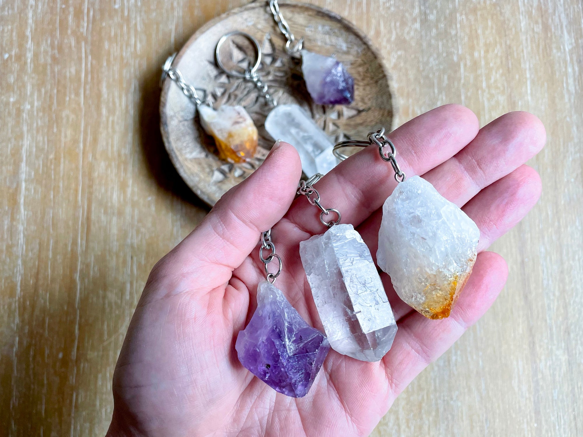 Raw Crystal Keychain