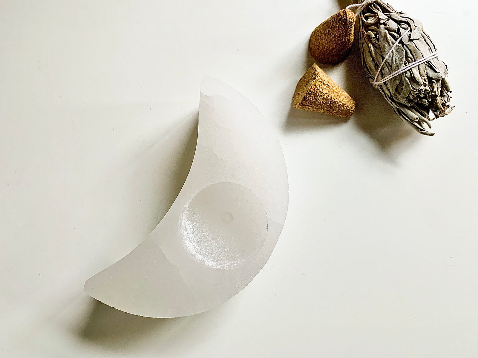 Selenite Moon Candle Holder