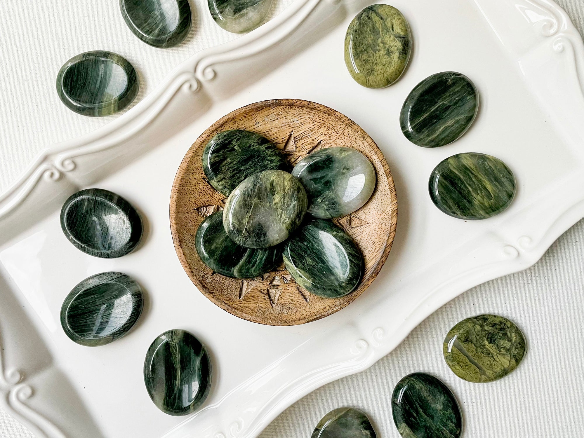 Green Hair Jasper Worry Stone