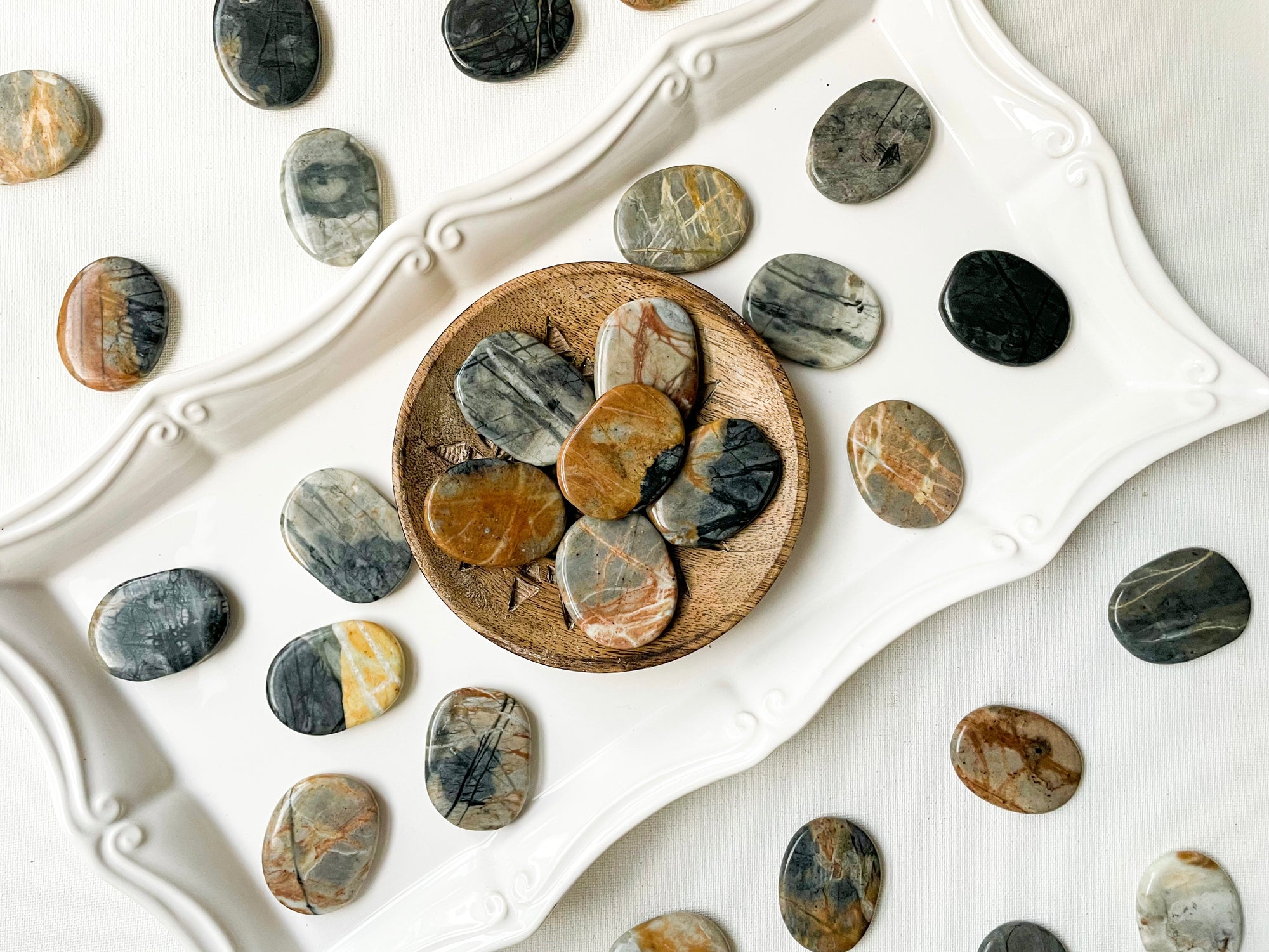 Picasso Jasper Flat Palm Stone