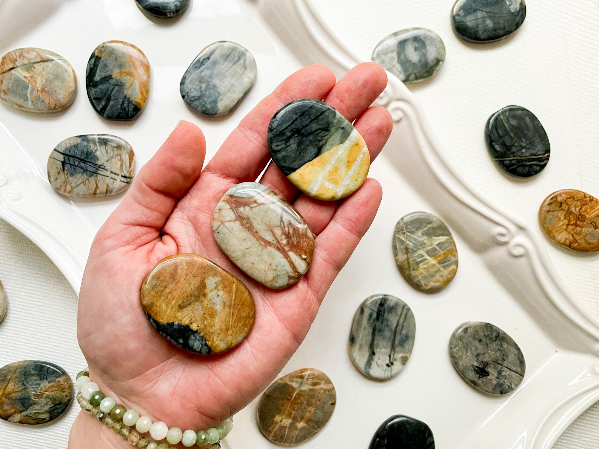 Picasso Jasper Flat Palm Stone