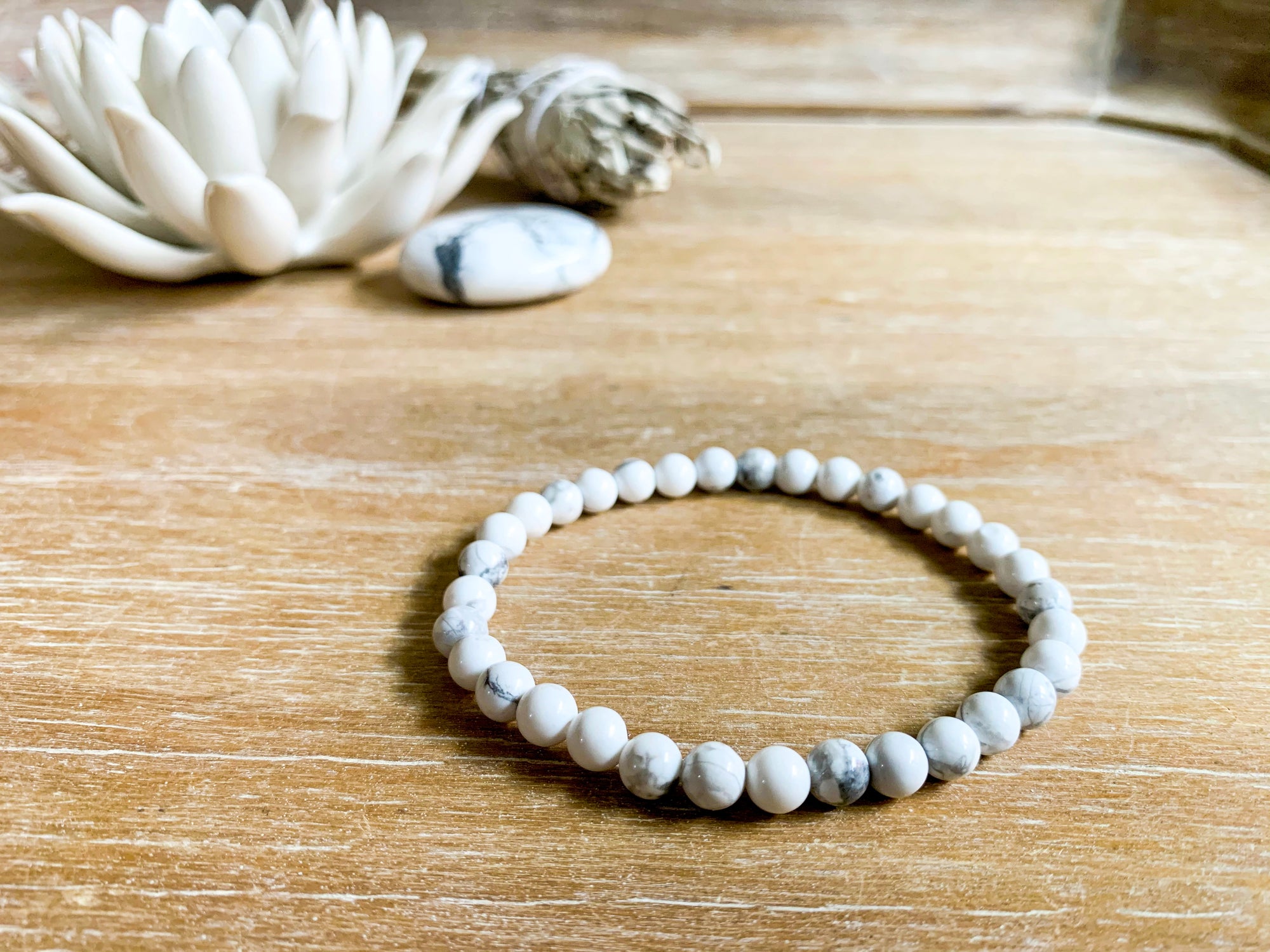 Howlite 6mm Beaded Bracelet || Reiki Infused