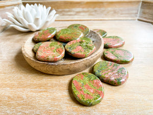 Unakite Flat Palm Stone