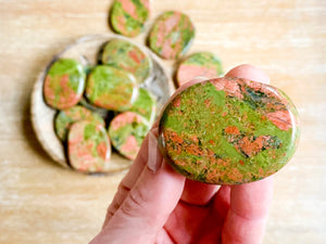 Unakite Flat Palm Stone