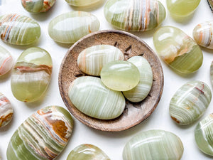 Green Banded Onyx Palm Stone