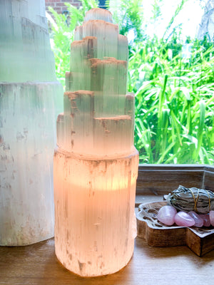 Selenite Tower Lamp