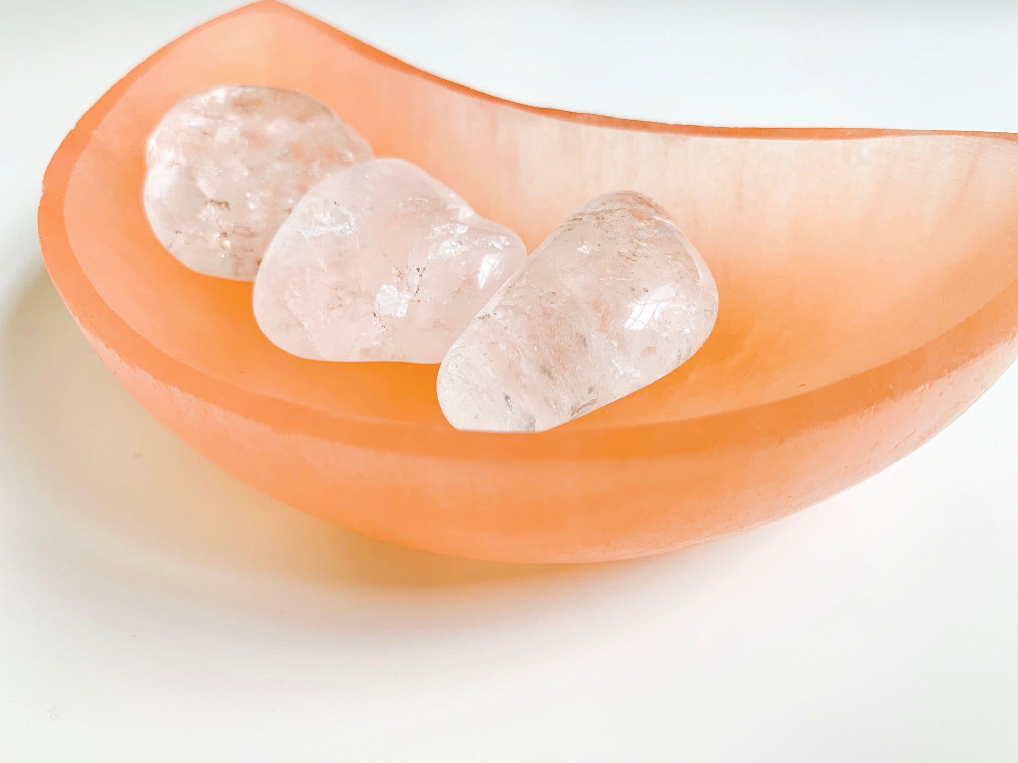 Peach Selenite Moon Bowl