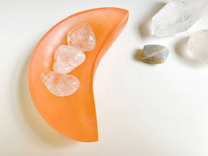 Peach Selenite Moon Bowl