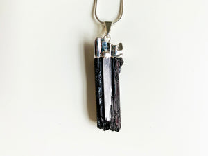 Tourmaline & Selenite Silver Dipped Pendant Necklace