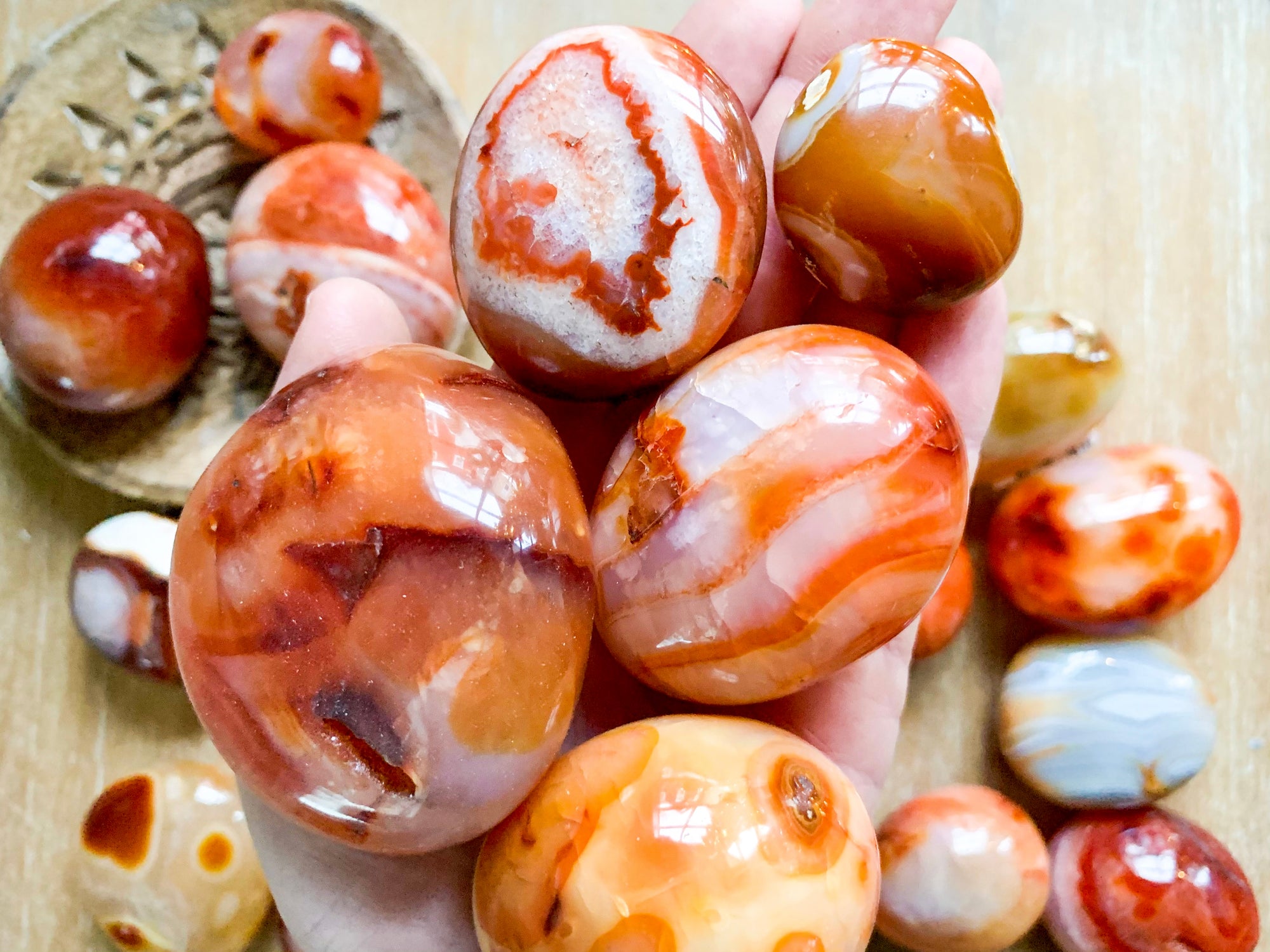 Carnelian Puffy Palm Stone