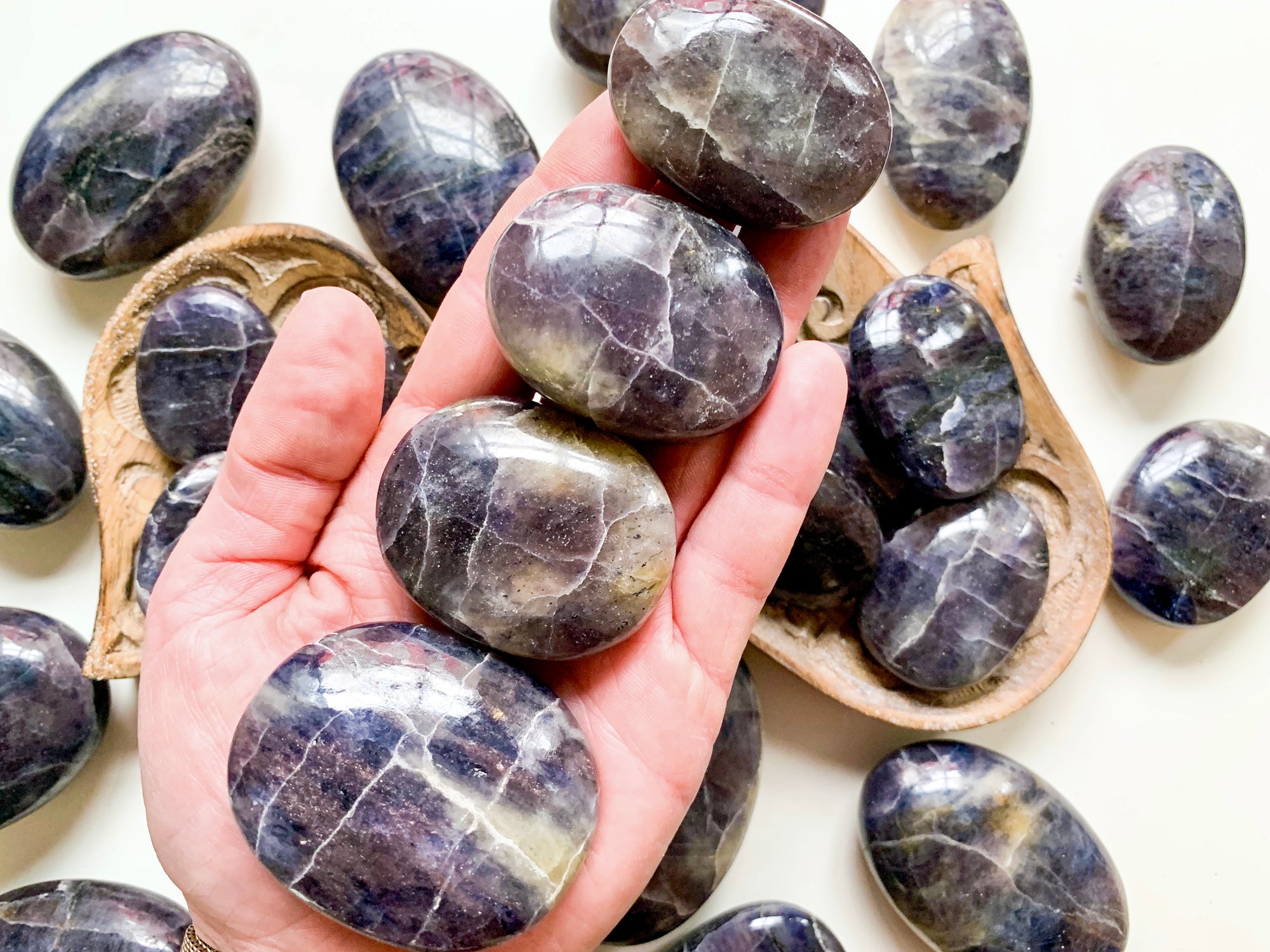 Iolite Palm Stone