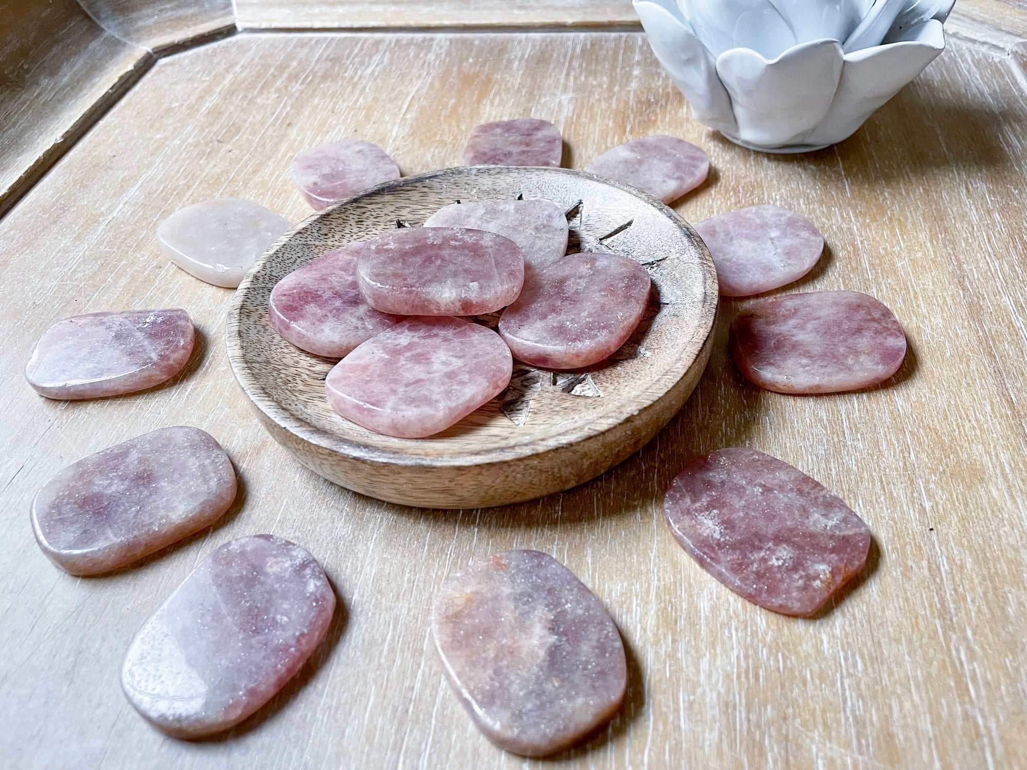 Strawberry Quartz Flat Palm Stone