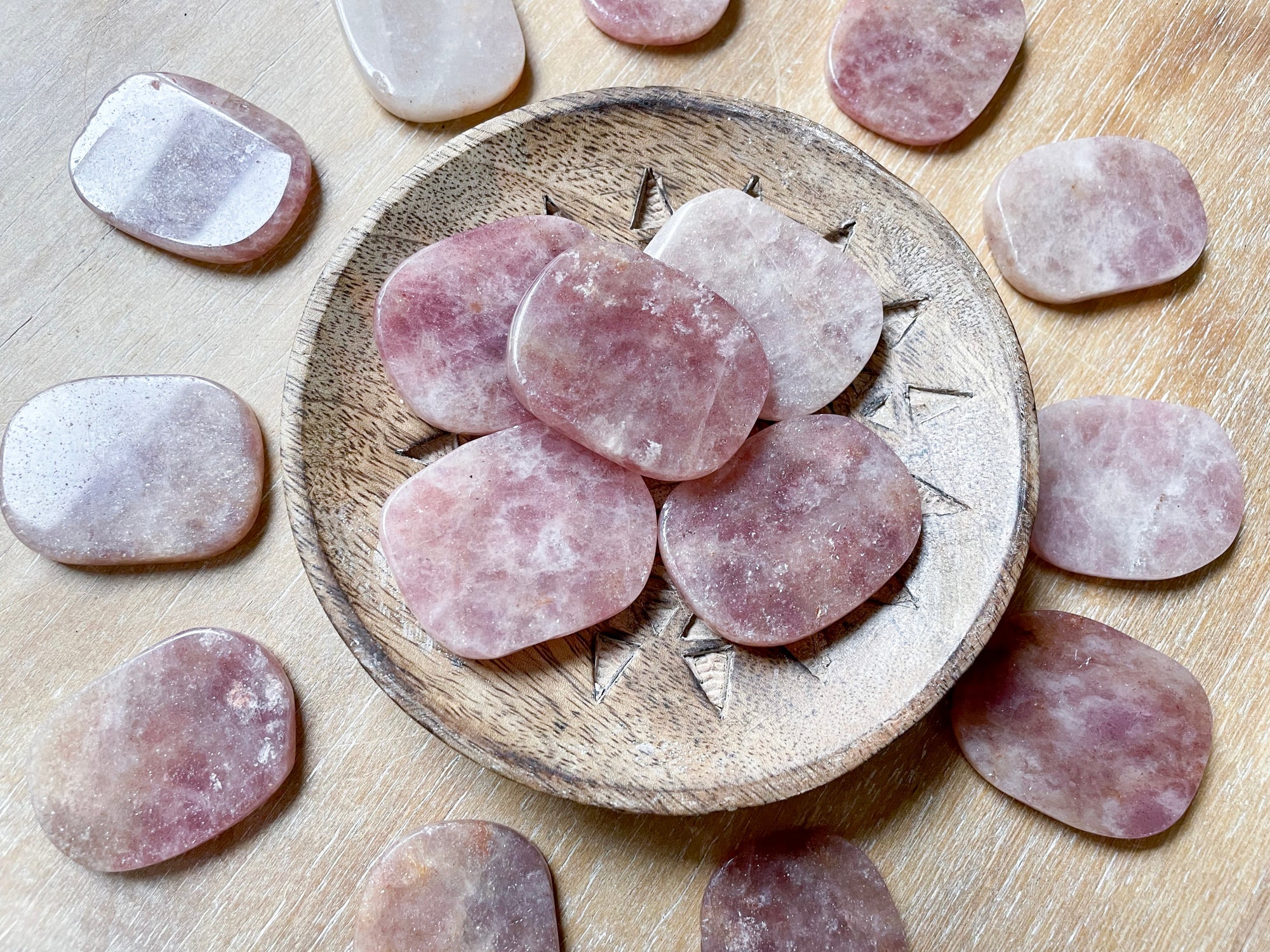 Strawberry Quartz Flat Palm Stone