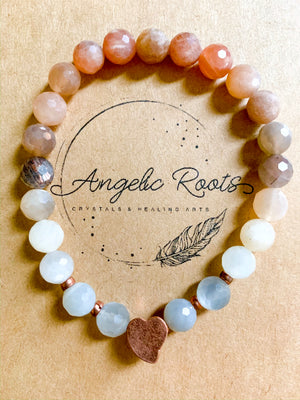 Multicolor Moonstone & Copper Beaded Bracelet || Reiki Infused