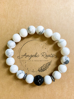 Howlite & Micro Pave Beaded Bracelet || Reiki Infused