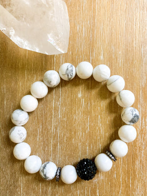 Howlite & Micro Pave Beaded Bracelet || Reiki Infused