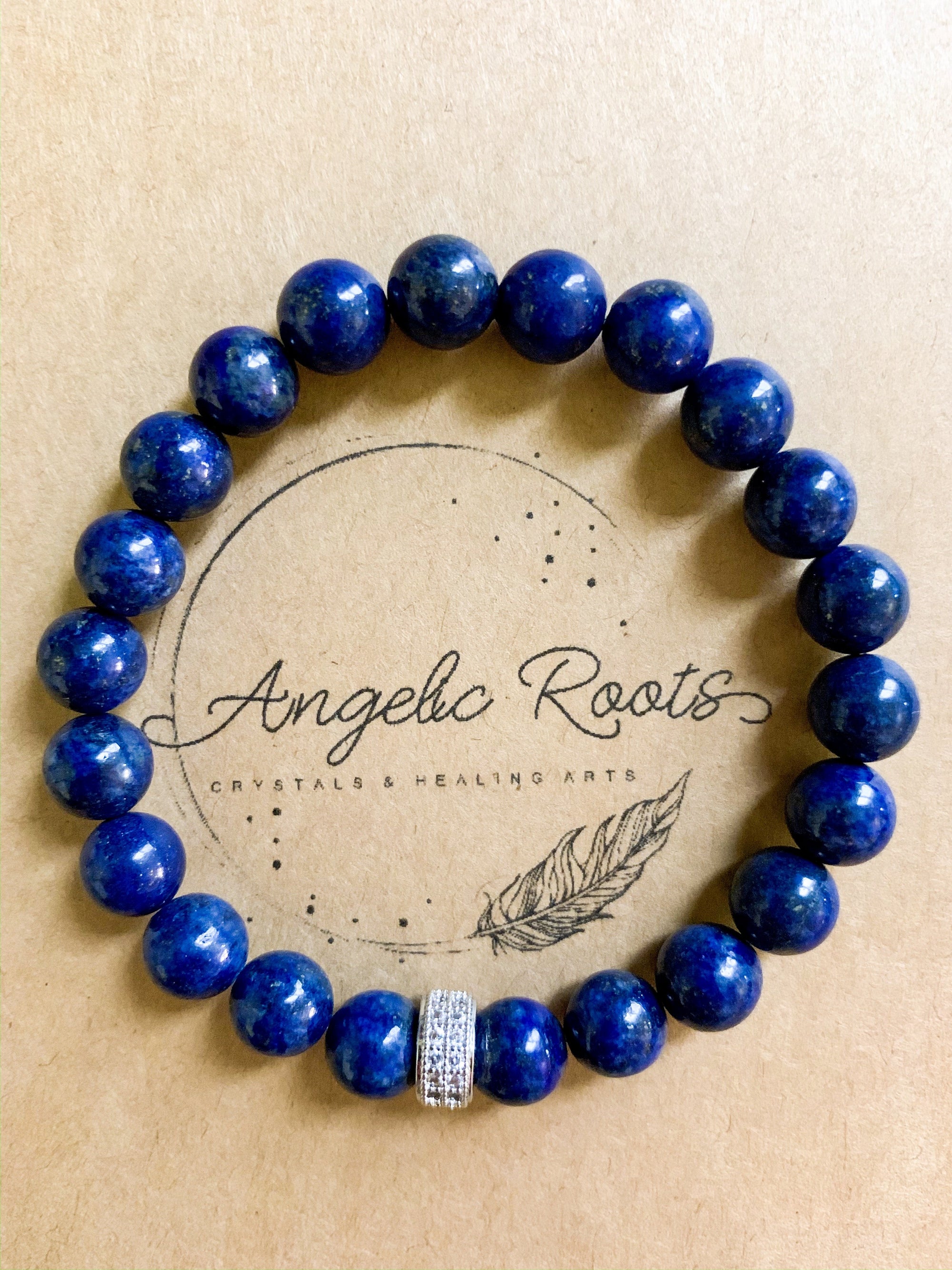 Lapis Lazuli & Micro Pave Sterling Beaded Bracelet || Reiki InfusedLapis Lazuli & Micro Pave Sterling Beaded Bracelet || Reiki Infused