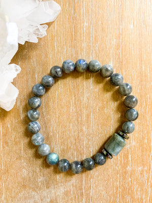 Labradorite & Hematite Beaded Bracelet || Reiki Infused