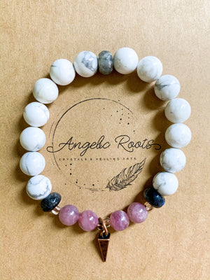Rose Quartz, Howlite, Labradorite, and Copper Beaded Bracelet || Reiki Infused