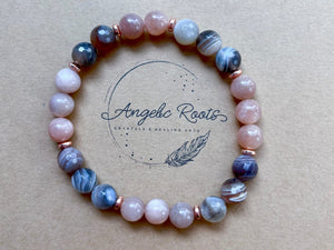 Peach Moonstone & Sardonyx Beaded Bracelet || Reiki Infused