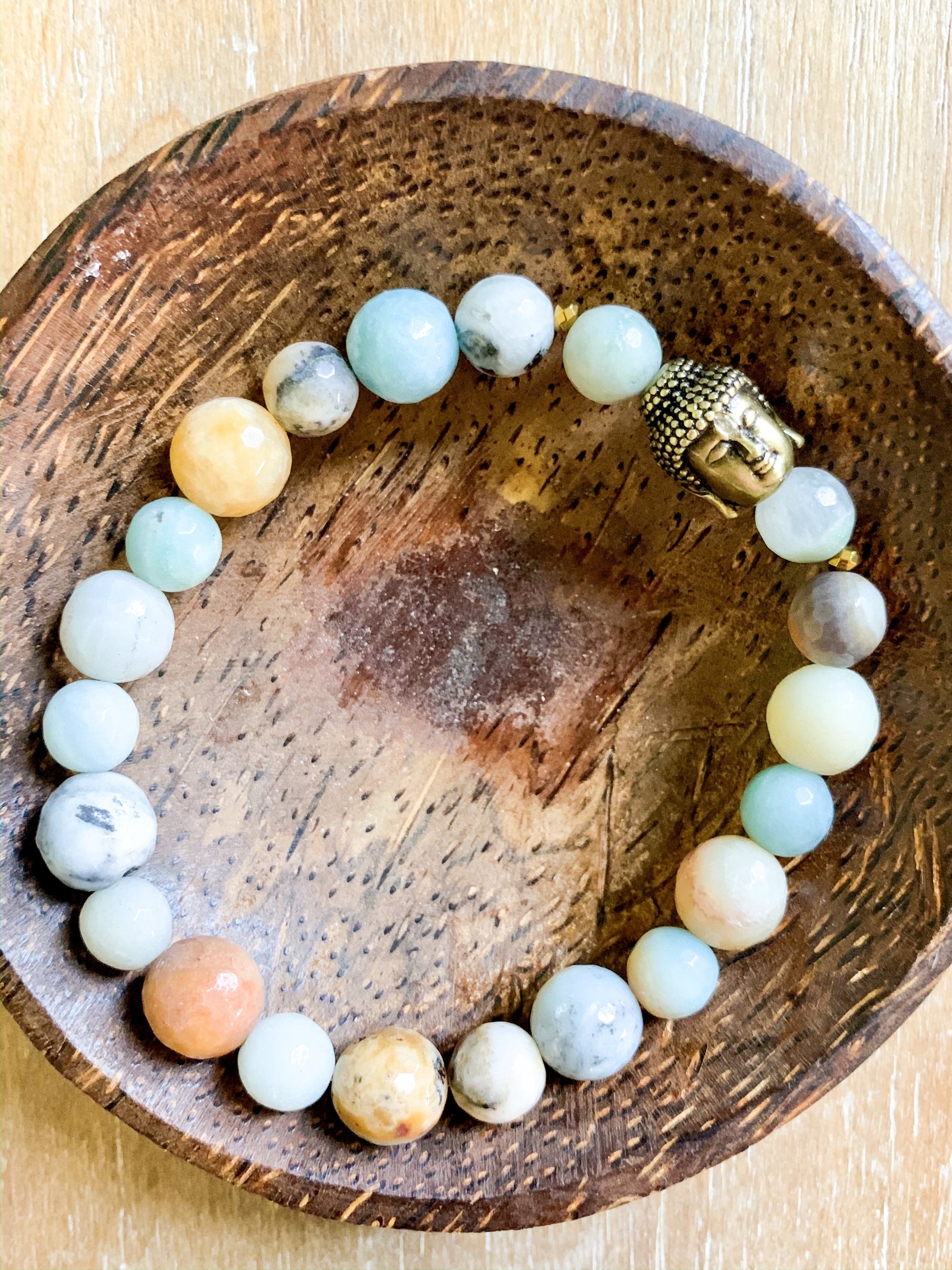 Amazonite & Buddha Beaded Bracelet || Reiki Infused