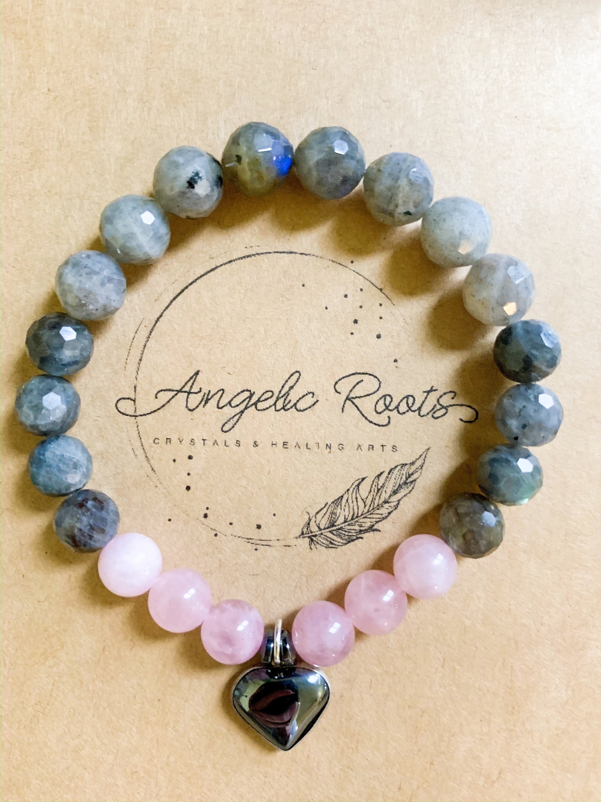 Rose Quartz, Labradorite, and Hematite Beaded Bracelet || Reiki Infused