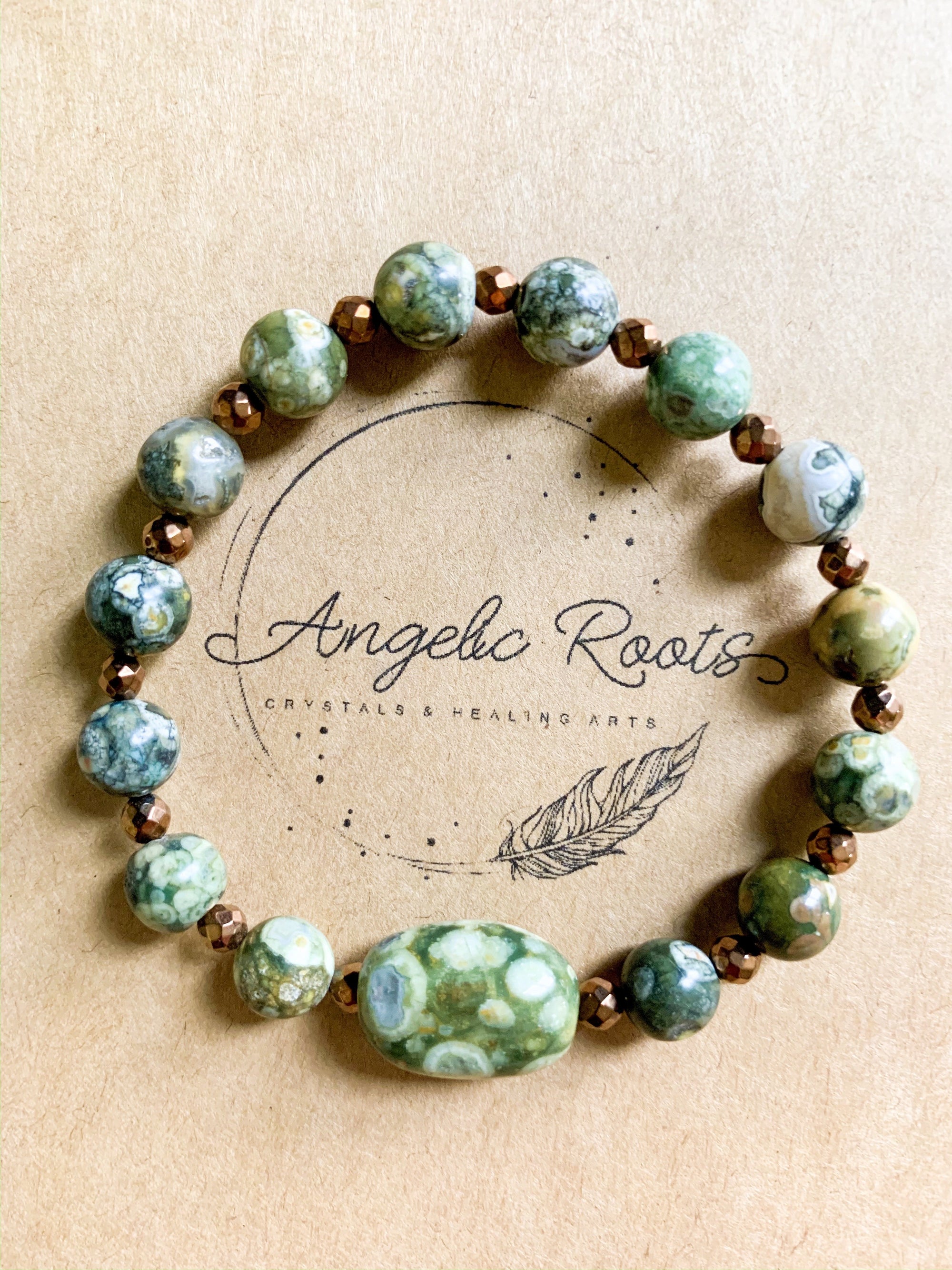 Rainforest Jasper & Copper Beaded Bracelet || Reiki Infused