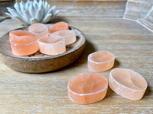 Peach Selenite Worry Stone