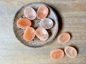 Peach Selenite Worry Stone