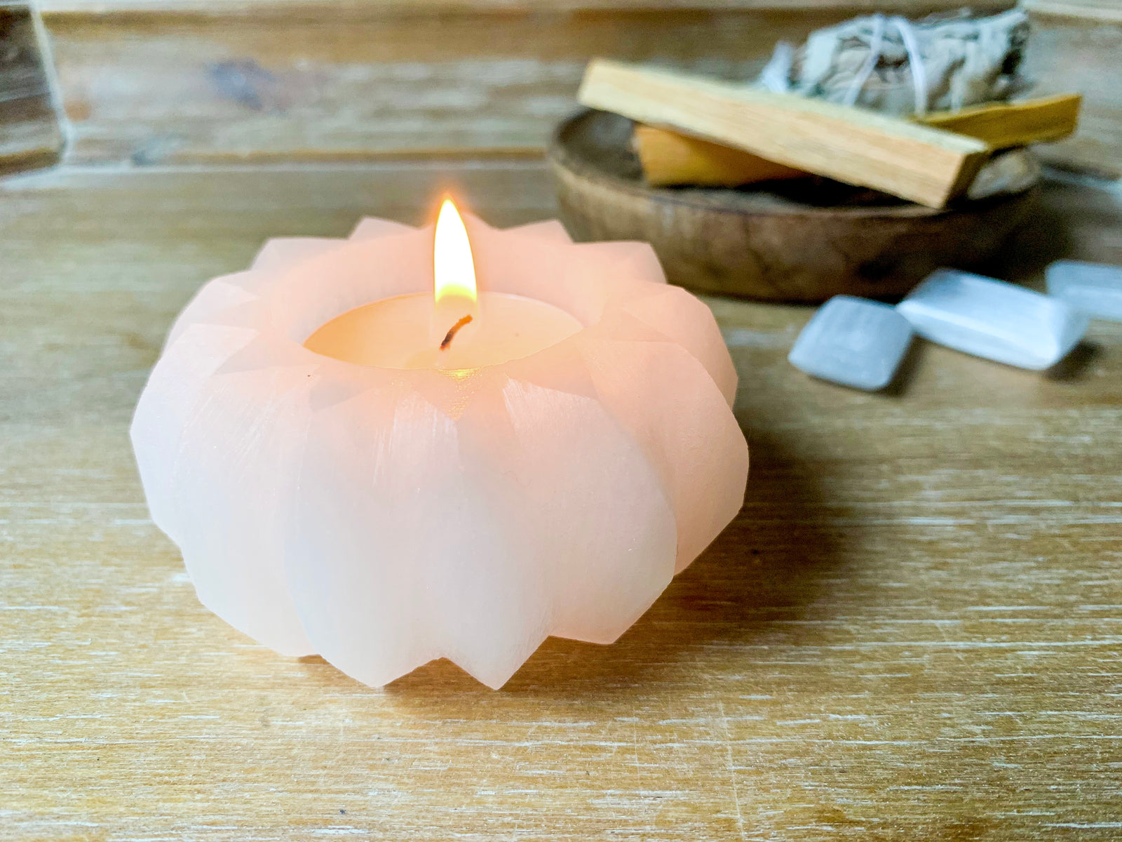 Selenite Sun Candle Holder