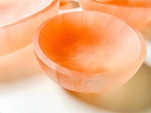 Peach Selenite Round Bowl