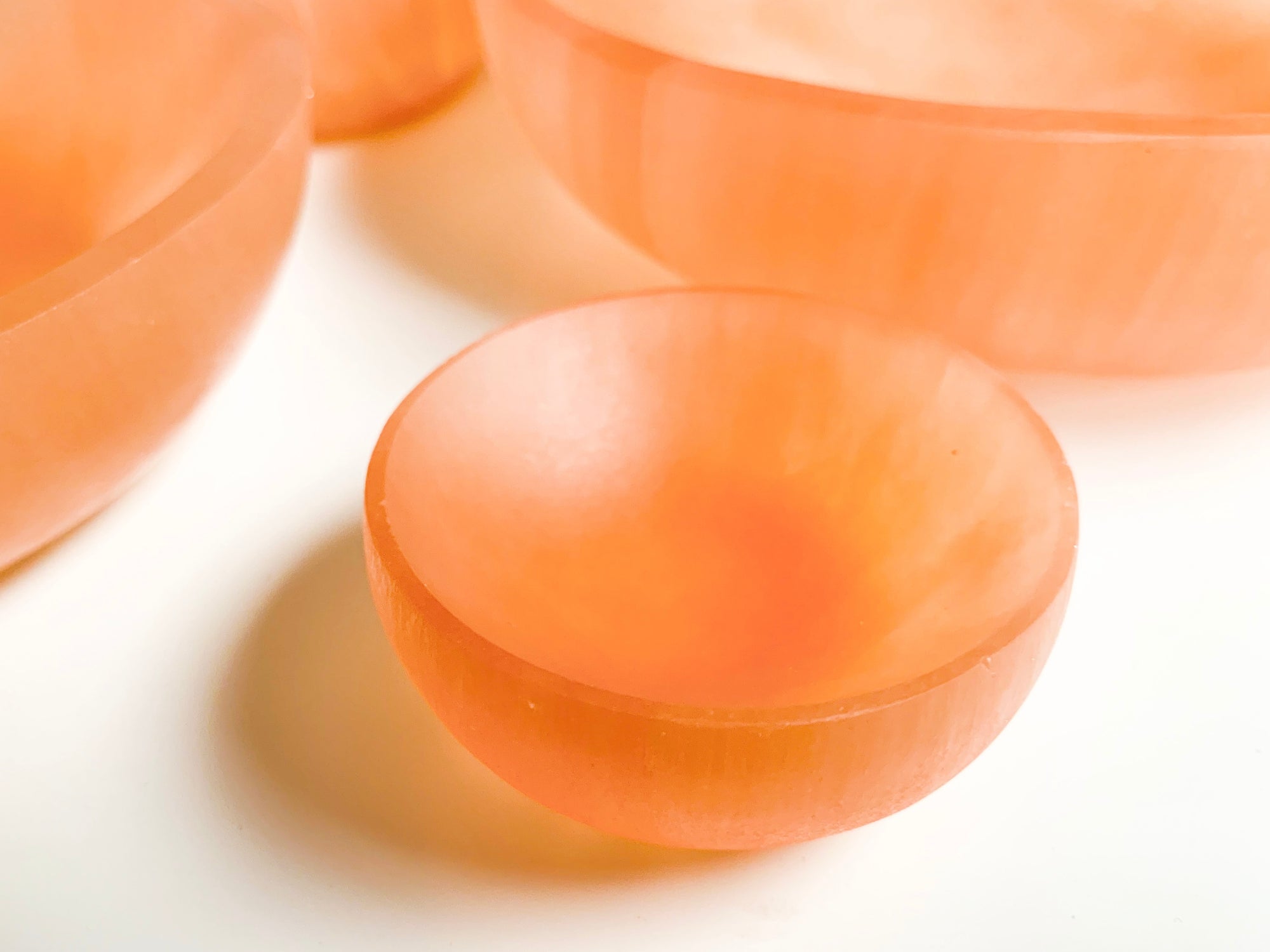 Peach Selenite Round Bowl