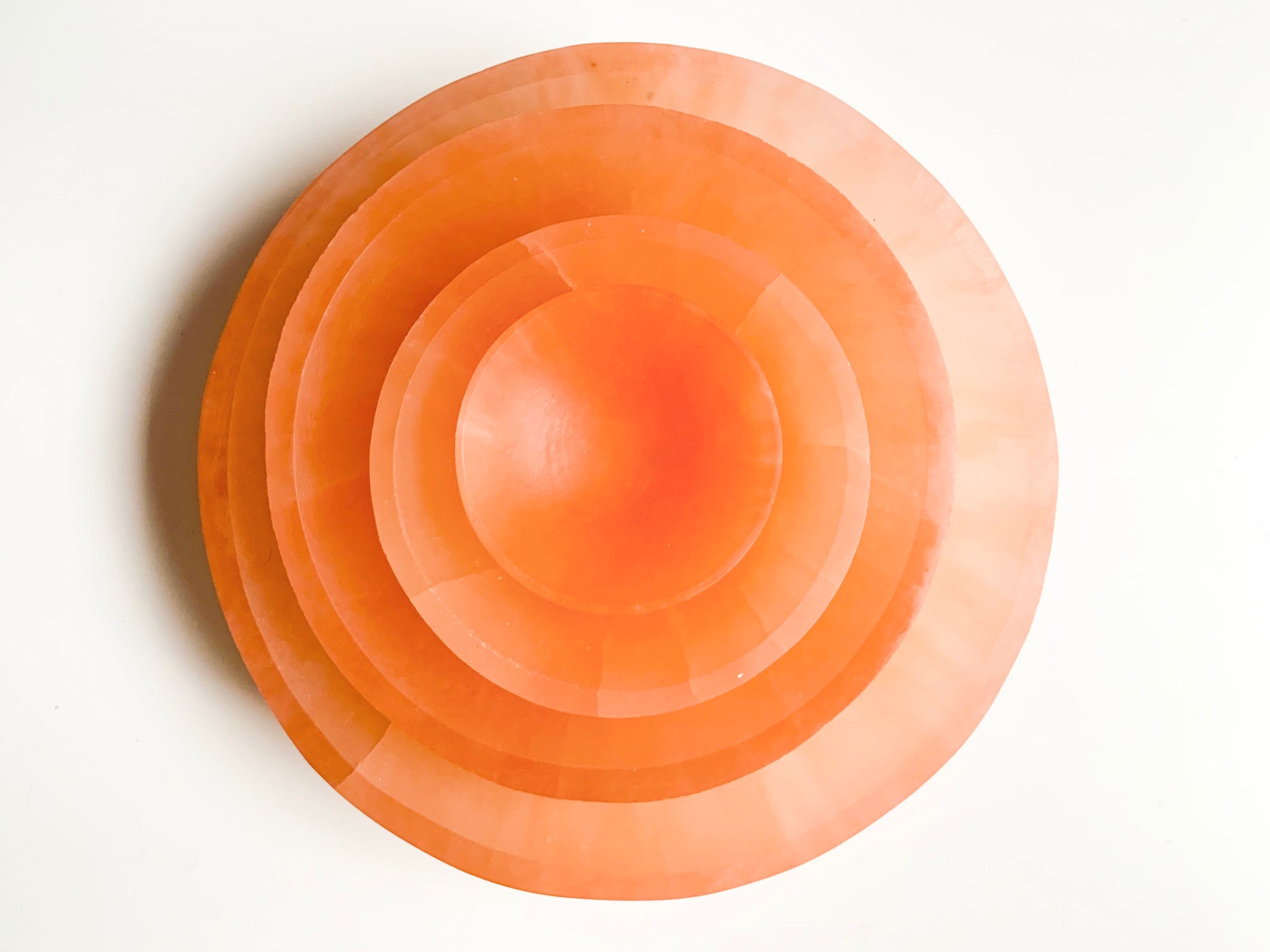 Peach Selenite Round Bowl