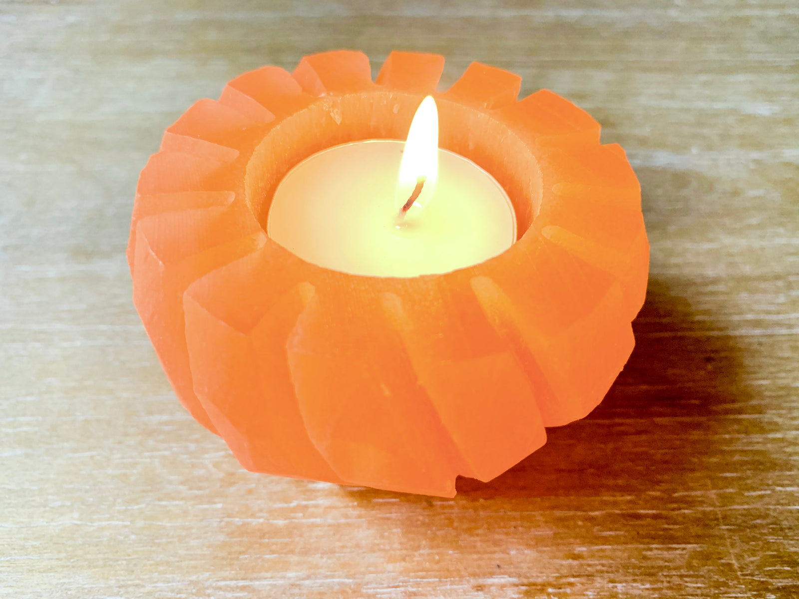 Peach Selenite Vase Candle Holder