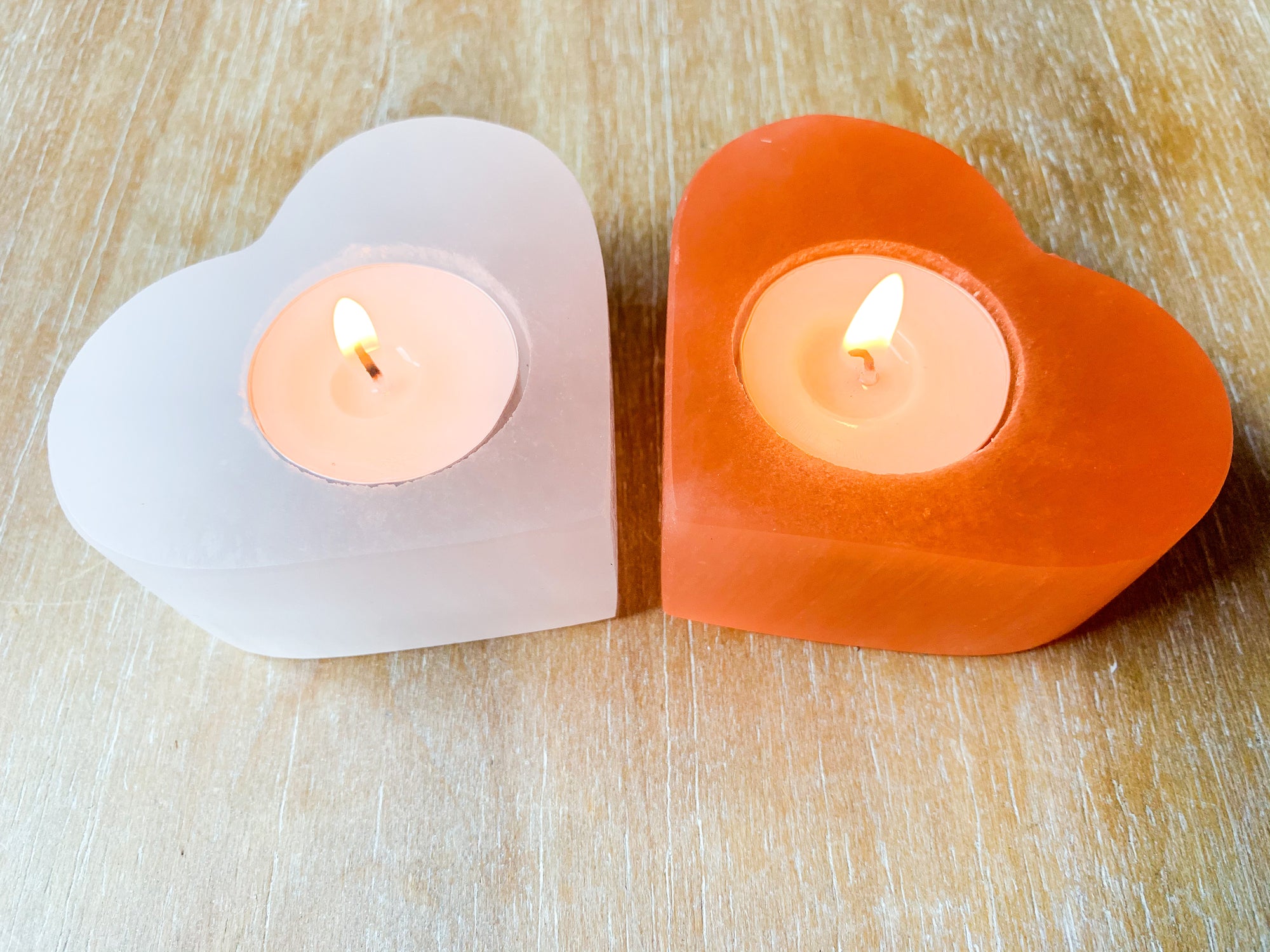 Selenite Heart Candle Holder
