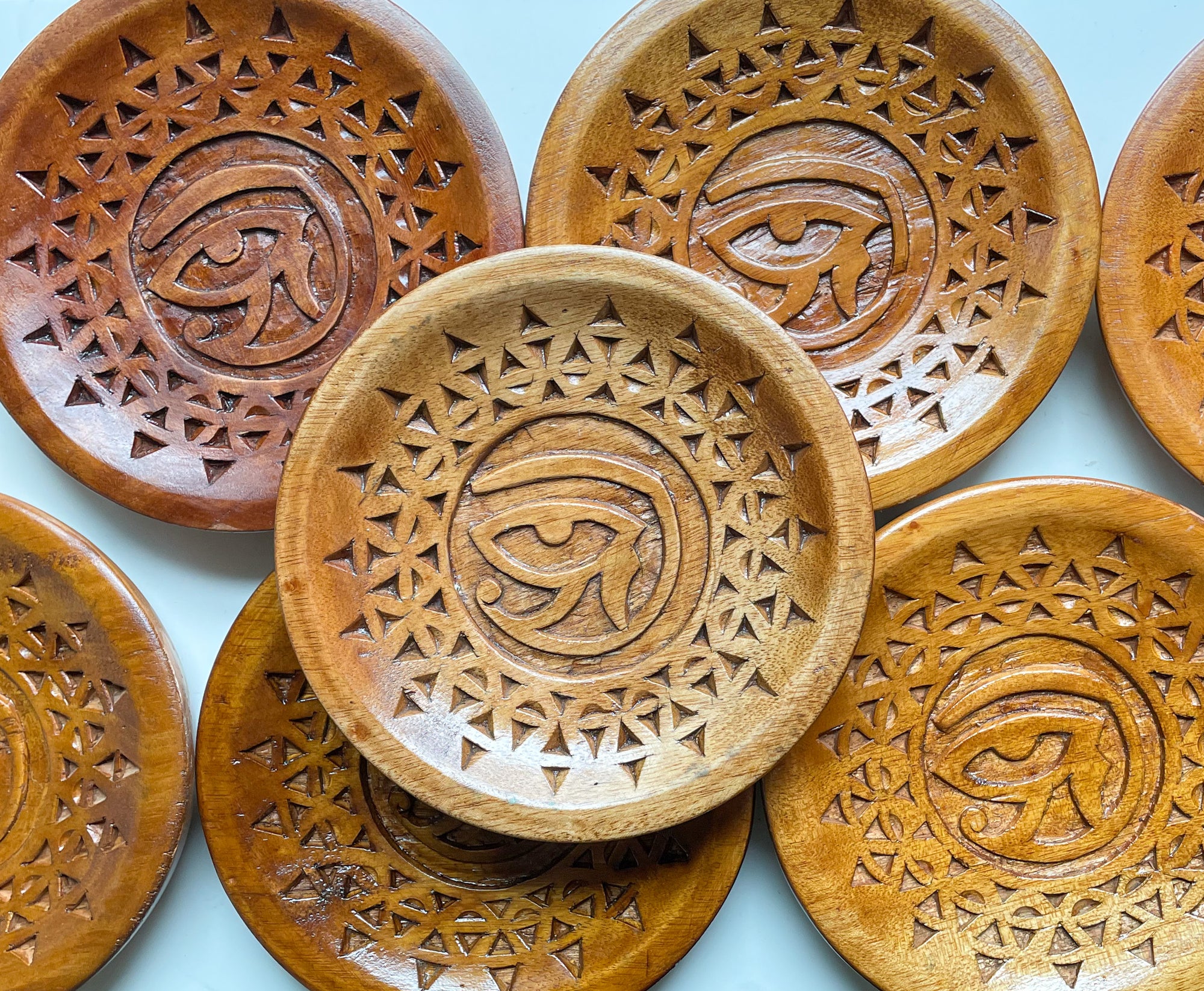 Wood Dishes || Hamsa & Eye of Ra