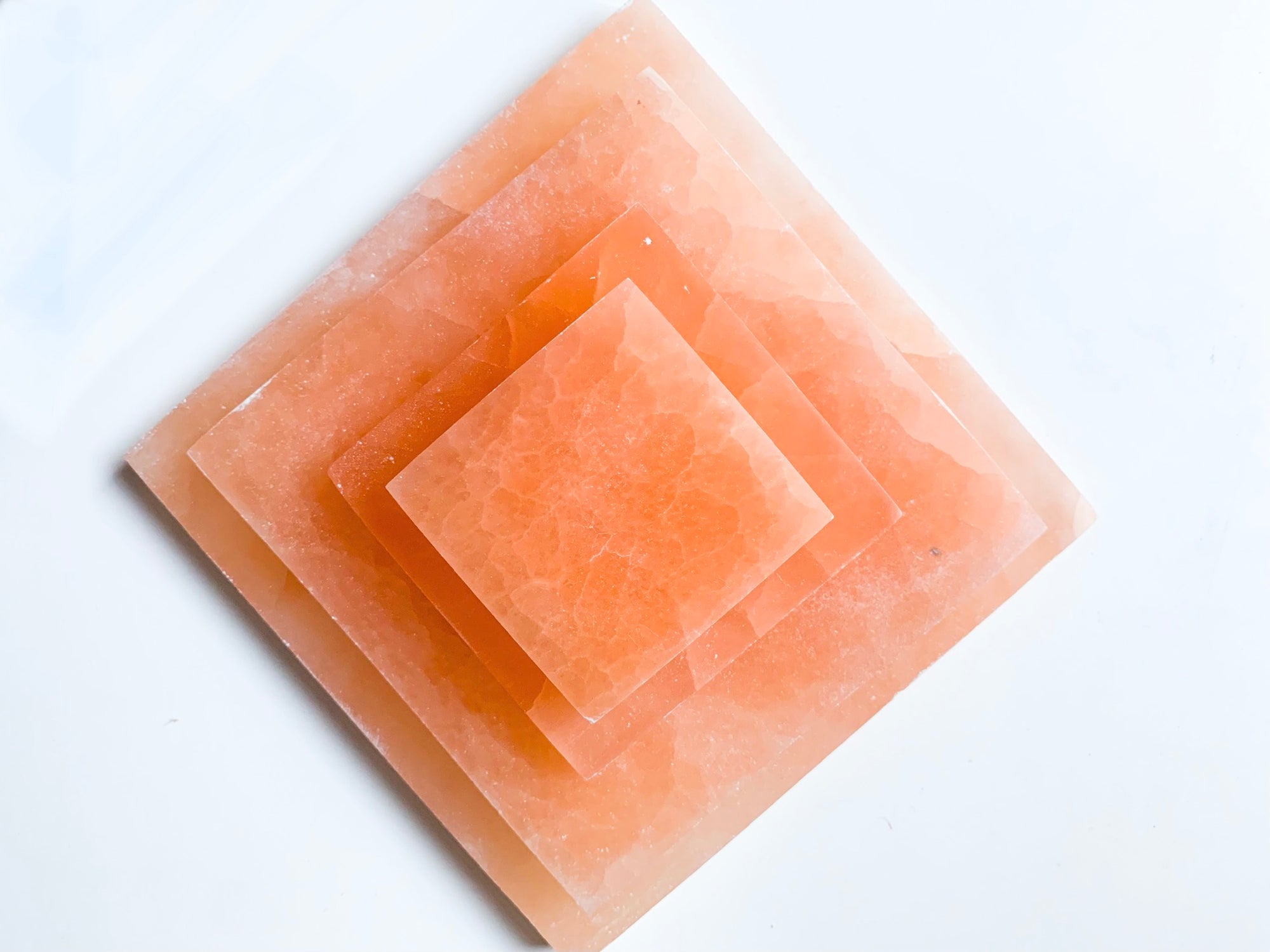 Peach Selenite Square Charging Plate