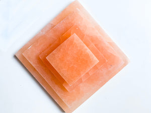 Peach Selenite Square Charging Plate