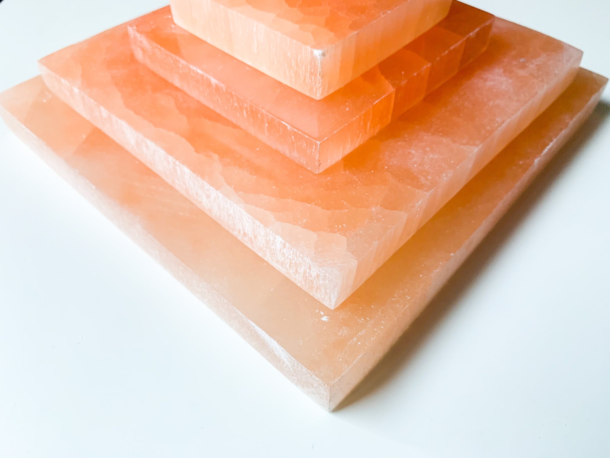 Peach Selenite Square Charging Plate