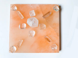 Peach Selenite Square Charging Plate