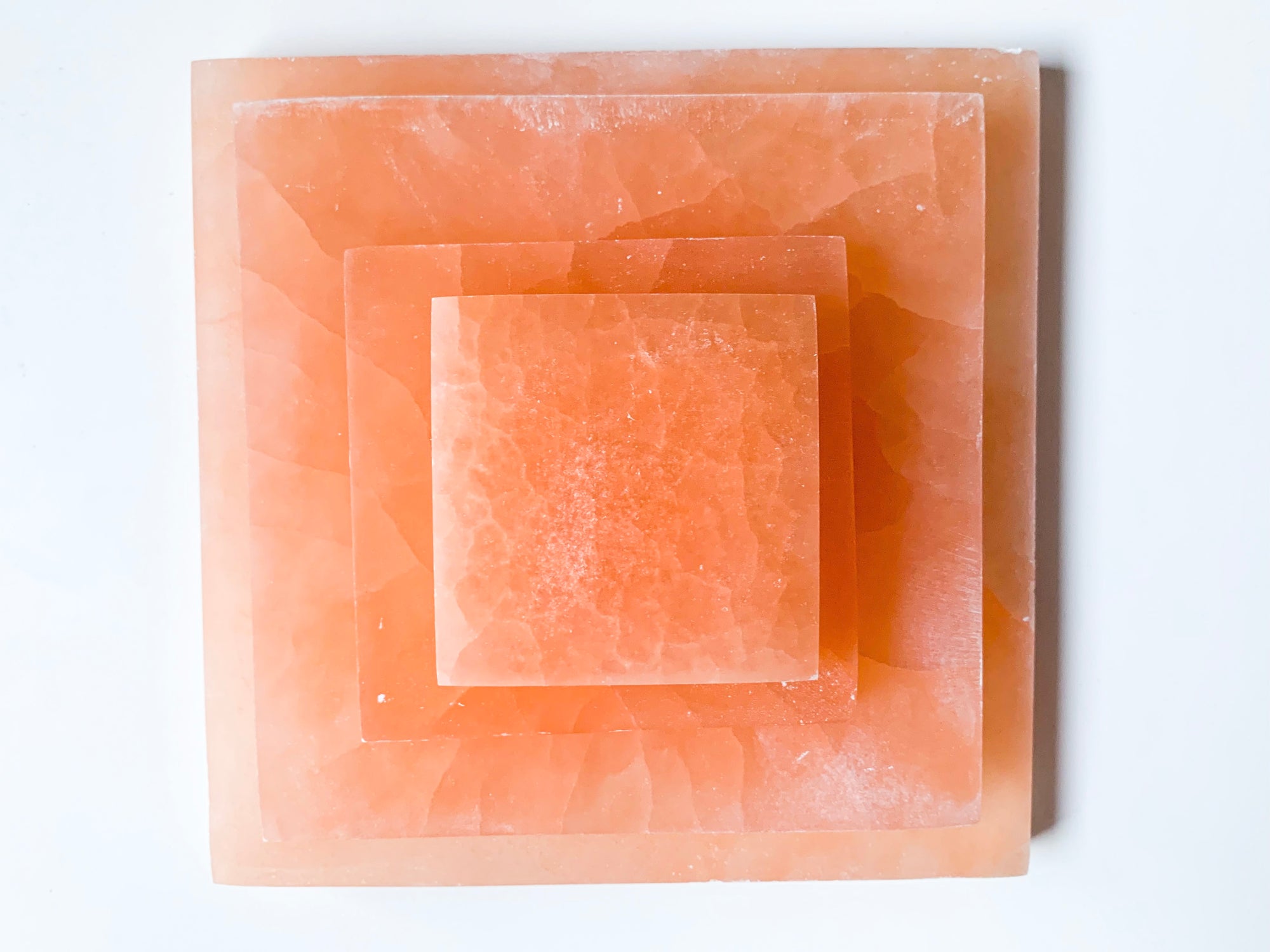 Peach Selenite Square Charging Plate