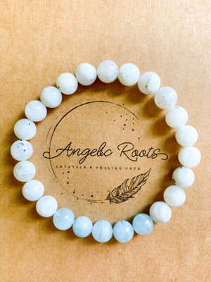 Moonstone & Aquamarine Beaded Bracelet || Reiki Infused