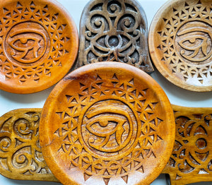 Wood Dishes || Hamsa & Eye of Ra
