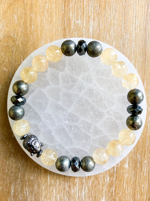 Citrine, Pyrite, & Hematite Beaded Bracelet || Reiki Infused